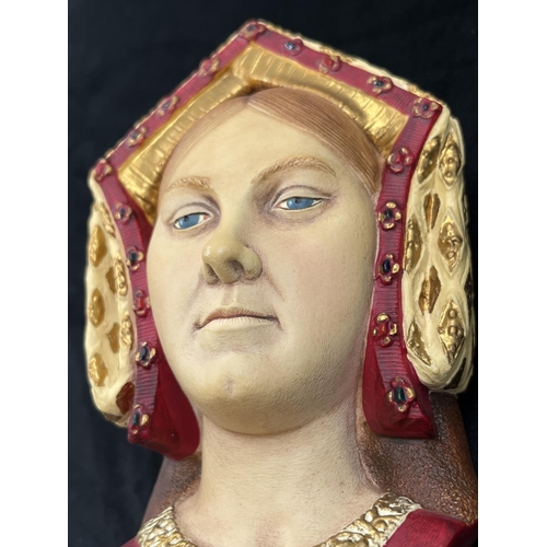 44 - A Bossons Catherine of Aragon detailed painted veil version chalkware head wall mask - approx. 15.5c... 