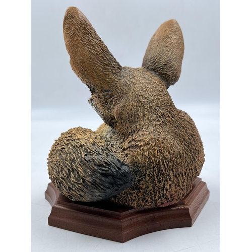 48 - A Bossons Fraser Art Fennec Fox stonite figurine on mahogany plinth as held by W. Ray Bossons in The... 