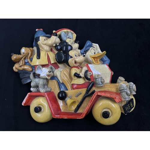 52 - A 1959 Bossons Stars of Disneyland Collection Characters In Car chalkware wall plaque figurine - app...