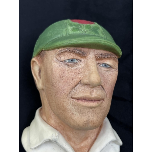 72 - A 1995 Bossons Cricketer light green cap with red rose version chalkware head wall mask - approx. 16... 