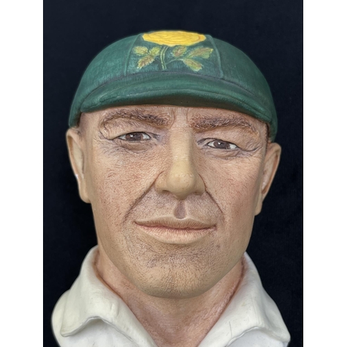 73 - A 1995 Bossons Cricketer dark green cap with yellow rose version chalkware head wall mask - approx. ... 