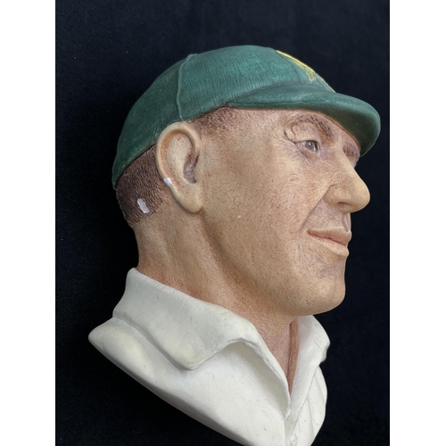 73 - A 1995 Bossons Cricketer dark green cap with yellow rose version chalkware head wall mask - approx. ... 