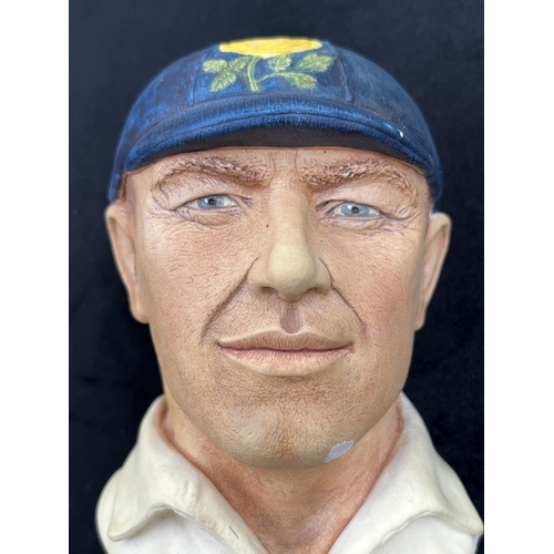 75 - A 1995 Bossons Cricketer dark blue cap with yellow rose version chalkware head wall mask - approx. 1... 