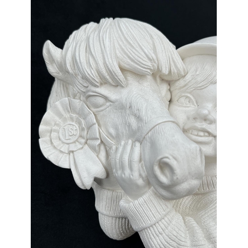 87 - A 1968 Bossons Pony Girl unpainted chalkware wall plaque - approx. 18cm high x 19cm wide