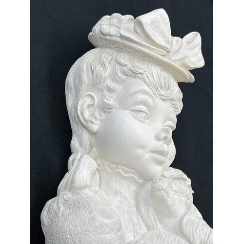 89 - A 1968 Bossons Mimi unpainted chalkware wall plaque - approx. 23cm high