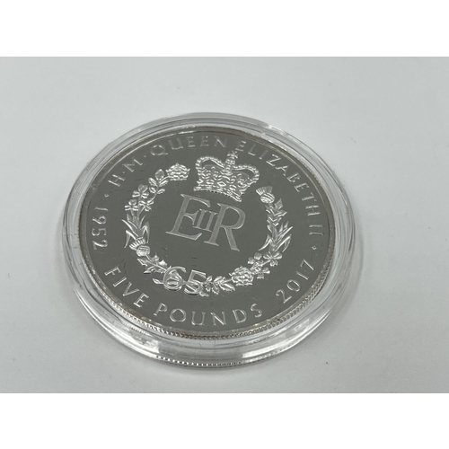 1234 - A boxed Jubilee Mint Queen Elizabeth II Sapphire Jubilee £5 coin collection with certificate of auth... 