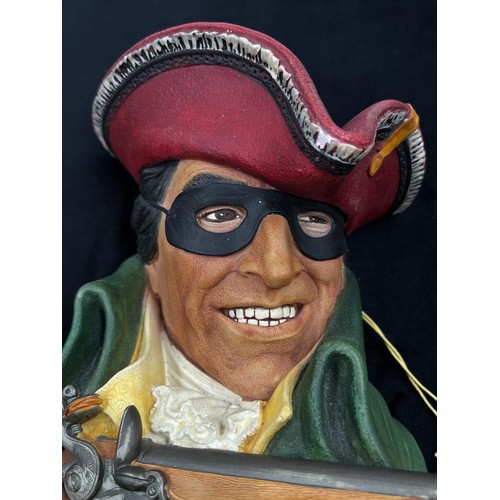 59A - A Bossons The Highwayman chalkware head wall mask with lighter green coat and red hat version - appr... 