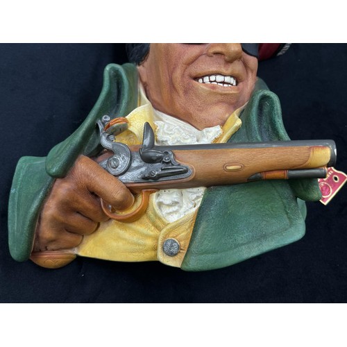 59A - A Bossons The Highwayman chalkware head wall mask with lighter green coat and red hat version - appr... 