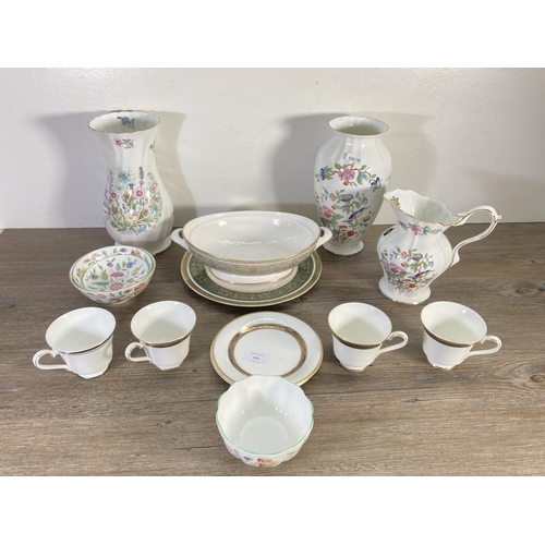 67 - A collection of assorted china to include Aynsley Pembroke 26cm vase and 19cm jug, Aynsley Wild Tudo... 