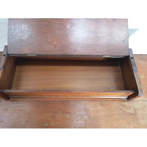 353 - An Edwardian inlaid mahogany dressing table with single drawer, lidded box and lower stretcher - app... 