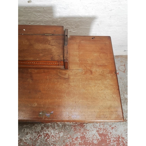 353 - An Edwardian inlaid mahogany dressing table with single drawer, lidded box and lower stretcher - app... 