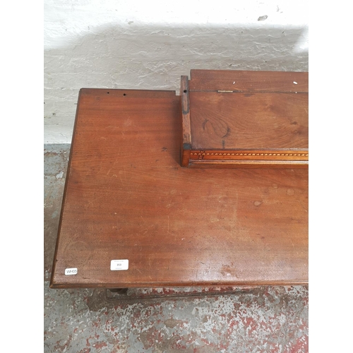 353 - An Edwardian inlaid mahogany dressing table with single drawer, lidded box and lower stretcher - app... 