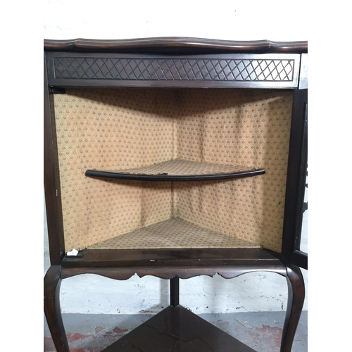 361 - Two items, one Edwardian mahogany corner cabinet with single glazed door and lower shelf - approx. 1... 