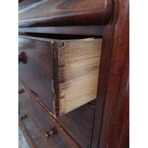 366 - A Victorian mahogany chest of two short over three long drawers with upper secret drawer - approx. 1... 