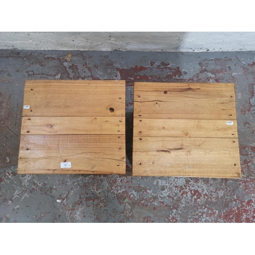 392 - A pair of pine two tier side tables - approx. 53cm high x 40cm wide x 37cm deep