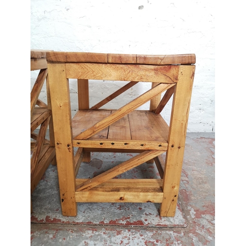 392 - A pair of pine two tier side tables - approx. 53cm high x 40cm wide x 37cm deep