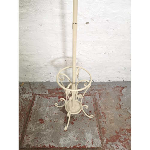 399 - A cream painted metal coat stand - approx. 180cm high