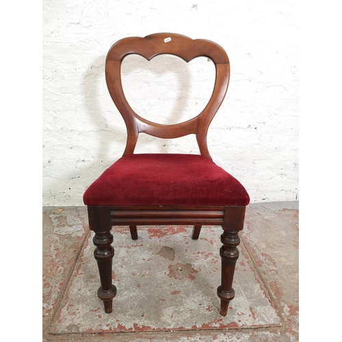 408 - Five Victorian mahogany balloon back dining chairs