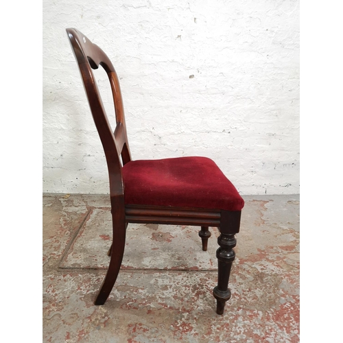 408 - Five Victorian mahogany balloon back dining chairs