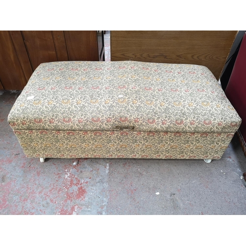 417 - A mid 20th century floral upholstered ottoman - approx. 48cm high x 125cm wide x 60cm deep