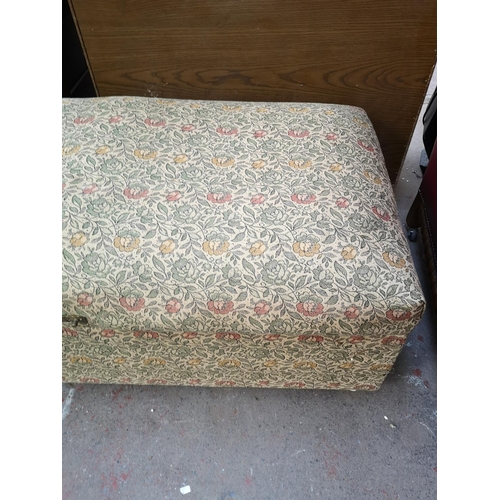 417 - A mid 20th century floral upholstered ottoman - approx. 48cm high x 125cm wide x 60cm deep