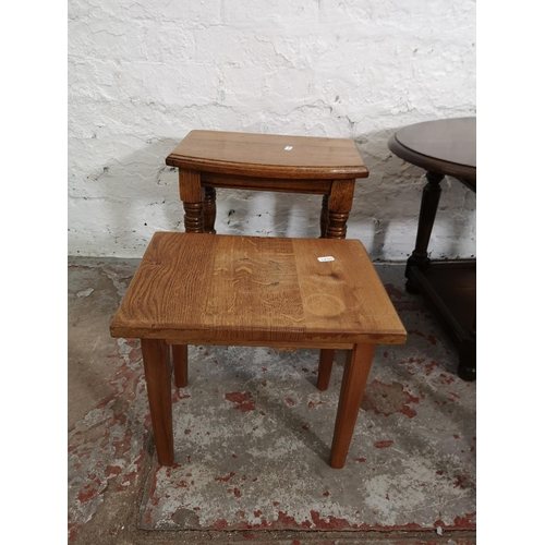 419 - Four oak side tables - largest approx. 45cm high x 67cm wide x 52cm deep