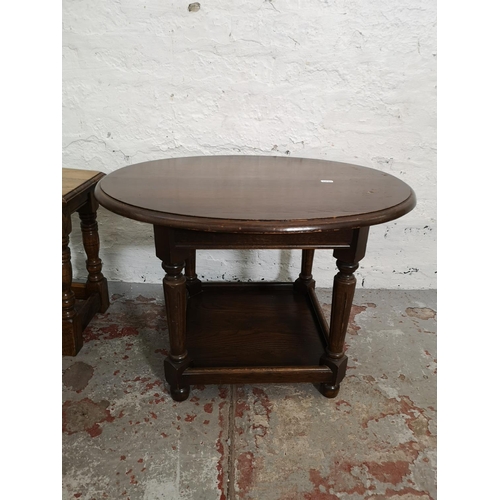 419 - Four oak side tables - largest approx. 45cm high x 67cm wide x 52cm deep