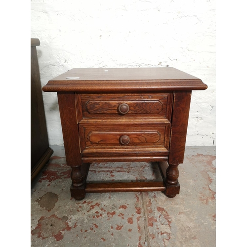 430 - Two oak chests of drawers, one three drawer - approx. 57cm high x 62cm wide x 33cm deep and one two ... 