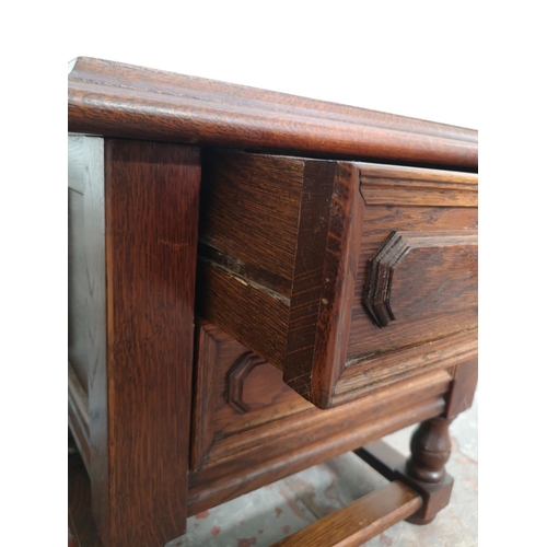 430 - Two oak chests of drawers, one three drawer - approx. 57cm high x 62cm wide x 33cm deep and one two ... 