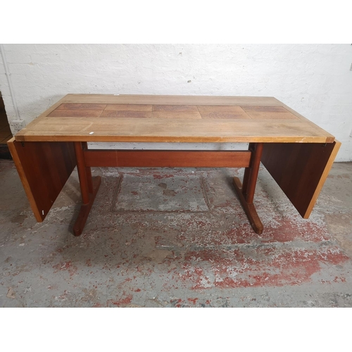 438 - A Danish 'AM' teak and tiled top rectangular dining table - approx. 73cm high x 90cm wide x 160cm lo... 