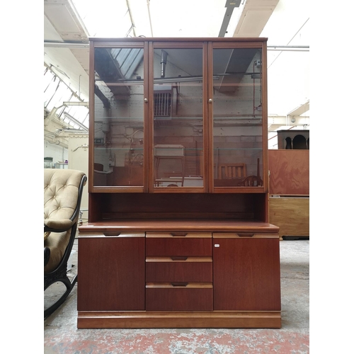 440 - An Avalon teak display cabinet - approx. 172cm high x 113cm wide x 47cm deep