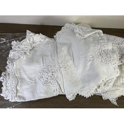 303 - Ten various lace tablecloths