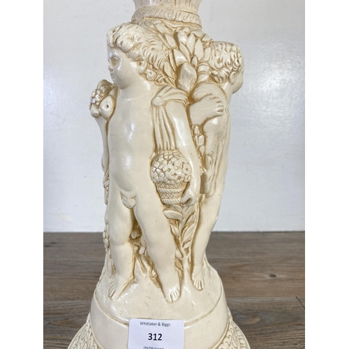 312 - A late 20th century classical style plaster table lamp - approx. 52cm high including bulb holder