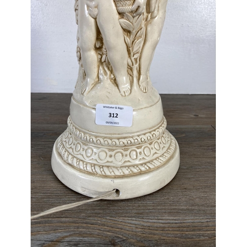 312 - A late 20th century classical style plaster table lamp - approx. 52cm high including bulb holder