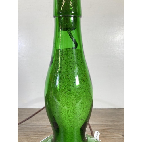 313 - A vintage Bulmer's green glass cider bottle converted table lamp - approx. 35cm high including bulb ... 