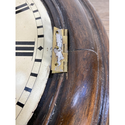 317 - A late 19th century Swinden & Sons Birmingham mahogany cased circular drop dial wall clock with pend... 