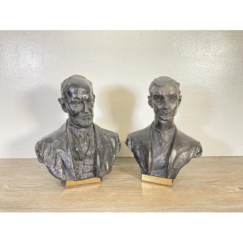 342 - A pair of Charles Stewart Rolls and Frederick Henry Royce busts - approx. 21cm high