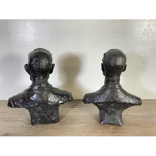 342 - A pair of Charles Stewart Rolls and Frederick Henry Royce busts - approx. 21cm high