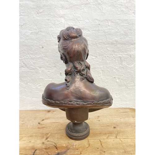 350 - A bronzed plaster bust after C. Lapini with plinth - bust approx. 62cm high and plinth approx. 57cm ... 