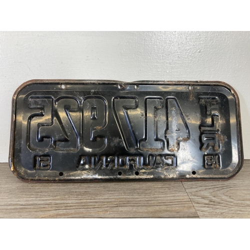 350B - Two 1951 California number plates - approx. 35cm wide x 15cm high