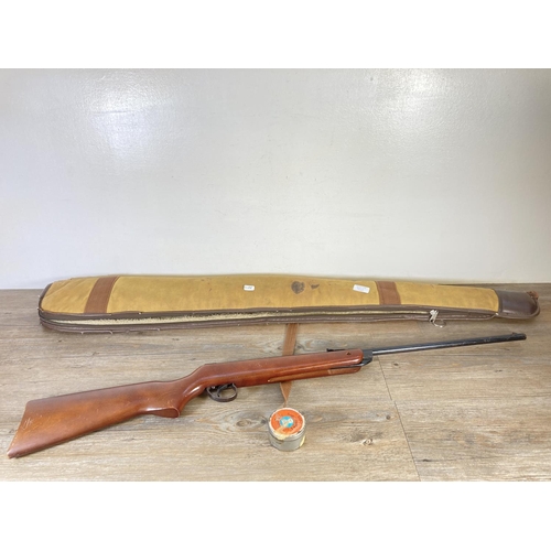 350C - A BSA Meteor air rifle with case - approx. 105cm long