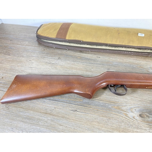 350C - A BSA Meteor air rifle with case - approx. 105cm long