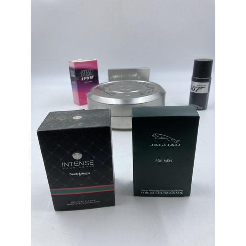 264 - A collection of various fragrances to include Davidoff Champion eau de toilette and shampoo set, Dav... 