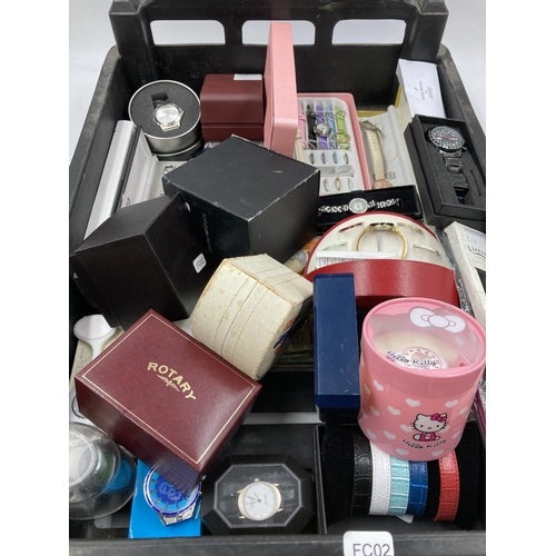 284 - A collection of assorted boxed wristwatches to include Emporio Armani, Hello Kitty, Lige, Michael Ko... 