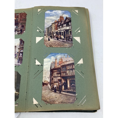 291 - A late 19th/early 20th century postcard album containing approx. 131 postcards of Manchester and sur... 