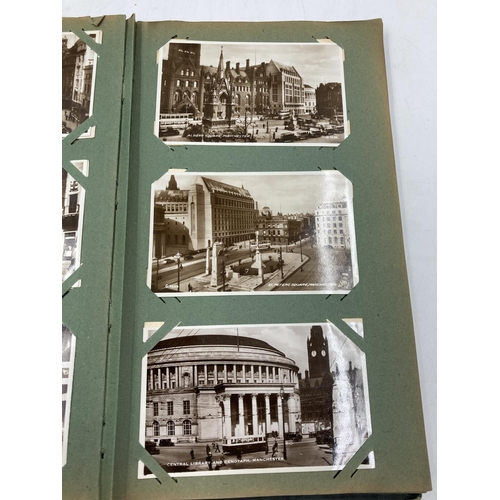 291 - A late 19th/early 20th century postcard album containing approx. 131 postcards of Manchester and sur... 