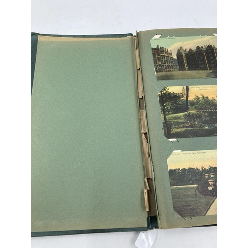 291 - A late 19th/early 20th century postcard album containing approx. 131 postcards of Manchester and sur... 