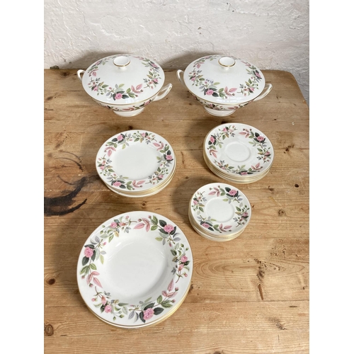 58 - A collection of Wedgwood Hathaway Rose china to include six coffee cans, six saucers, six side plate... 