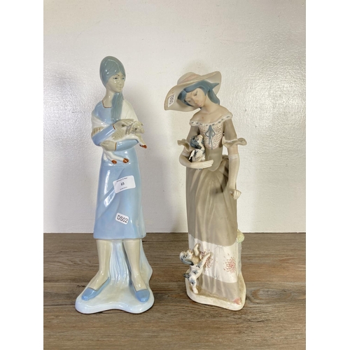 65 - Two porcelain lady figurines - largest approx. 39cm high