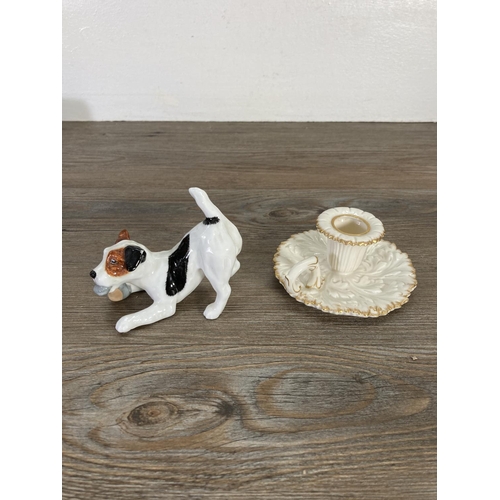 68 - A collection of assorted china to include Royal Doulton Dog with Slipper figurine, Locke & Co Worces... 